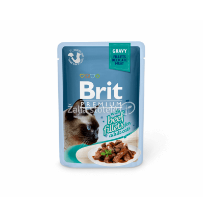 BRIT PREMIUM DELICATE FILLETS IN GRAVY WITH BEEF KONSERVAI 85G KATĖMS