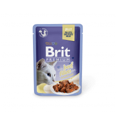 BRIT PREMIUM DELICATE FILLETS IN JELLY WITH BEEF KONSERVAI 85G KATĖMS