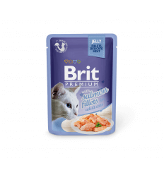 BRIT PREMIUM DELICATE FILLETS IN JELLY WITH SALMON KONSERVAI 85G KATĖMS