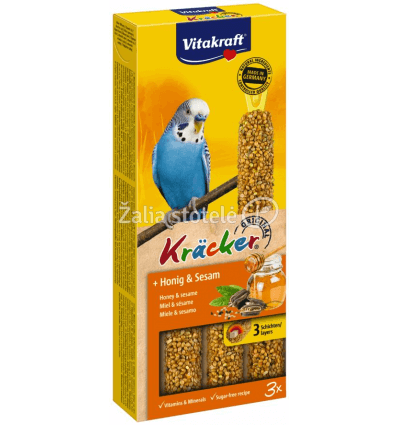 VITAKRAFT SKANĖSTAS KRACKER MEDUS/SEZAMAS 3VNT 2121243 PAPŪGĖLĖMS