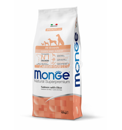 MONGE DRY DOG SPECIAL LINE - ALL BREEDS PUPPY SALMON & RICE 12KG ŠUNIUKAMS