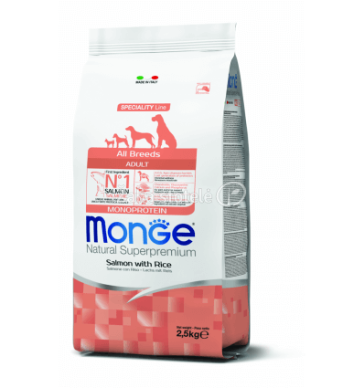 MONGE DRY DOG SPECIAL LINE - ALL BREEDS ADULT SALMON & RICE 2,5KG ŠUNIMS
