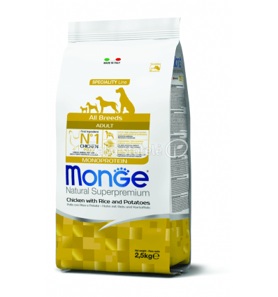 MONGE DRY DOG SPECIAL LINE - ALL BREEDS ADULT CHICKEN, RICE & POTATOES 2,5KG ŠUNIMS