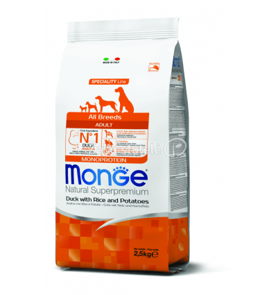 MONGE DRY DOG SPECIAL LINE - ALL BREEDS ADULT DUCK, RICE & POTATOES 2,5KG ŠUNIMS