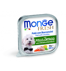 MONGE FRESH - WET DOG ALU PATE & CHUNKIES CHICKEN & VEGETABLES 100G ŠUNIMS