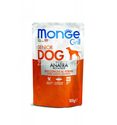 MONGE GRILL- DOG POUCHES SENIOR WITH DUCK 100G ŠUNIMS
