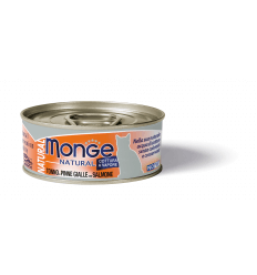 MONGE NATURAL - WET CAT CANS YELLOWFIN TUNA WITH SALMON 80G KATĖMS