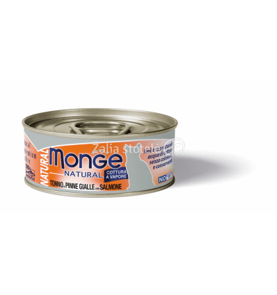 MONGE NATURAL - WET CAT CANS YELLOWFIN TUNA WITH SALMON 80G KATĖMS
