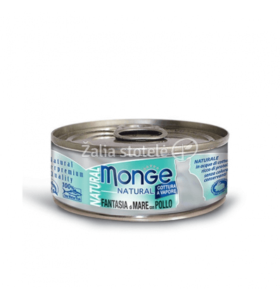 MONGE NATURAL - WET CAT CANS SEAFOOD MIXED WITH CHICKEN 80G KATĖMS