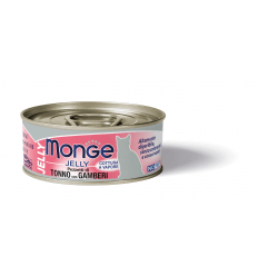 MONGE NATURAL - WET CAT CANS TUNA & CHICKEN WITH SHRIMPS 80G KATĖMS