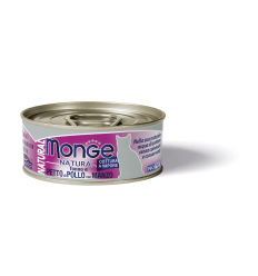 MONGE NATURAL - WET CAT CANS TUNA & CHICKEN WITH BEEF 80G KATĖMS