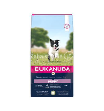 EUKANUBA PUPPY S/M BREEDS LAMB & RICE 12 KG ŠUNIUKAMS