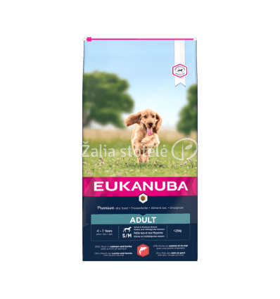 EUKANUBA DOG SALMON BARLEY S/M BREED 12 KG, SU LAŠIŠA IR MIEŽIAIS ŠUNIMS