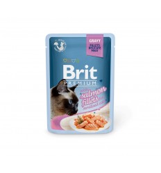 BRIT PREMIUM DELICATE FILLETS IN GRAVY WITH SALMON FOR STERILISED KONSERVAI 85G KATĖMS